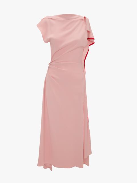 Drape Sleeve Midi Dress In Antique Pink