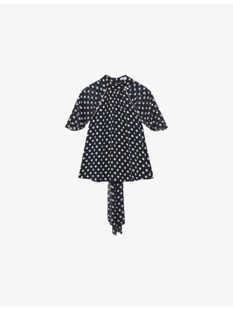 Alliana Polka-Dot Woven Blouse