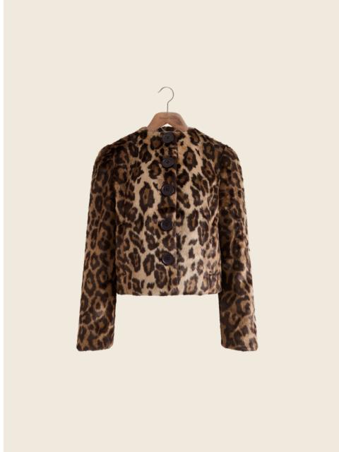 COLLARLESS LEOPARD JACKET