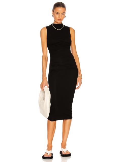 Silk Rib Sleeveless Twist Midi Dress