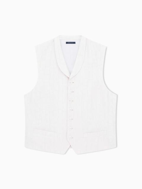 JACQUARD VISCOSE AND LINEN SINGLE-BREASTED WAISTCOAT
