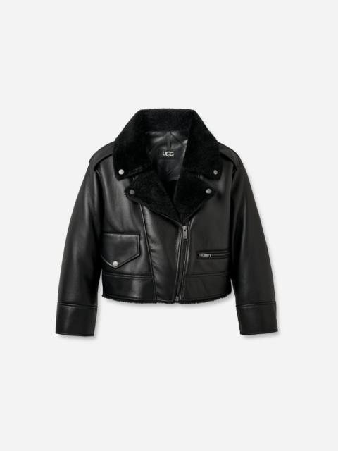 ® Women's Finnian LuxeFluff Moto Jacket Polyester in Black