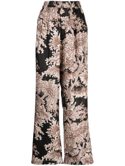 floral-print silk palazzo trousers