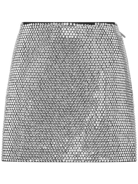 crystal-embellished leather miniskirt