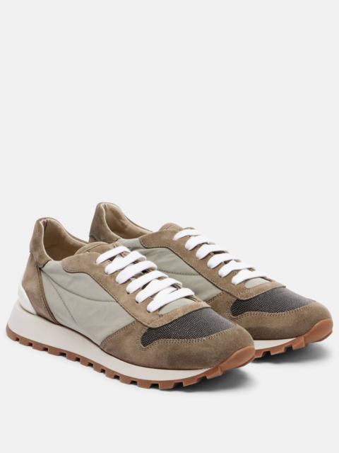 Monili suede-trimmed sneakers