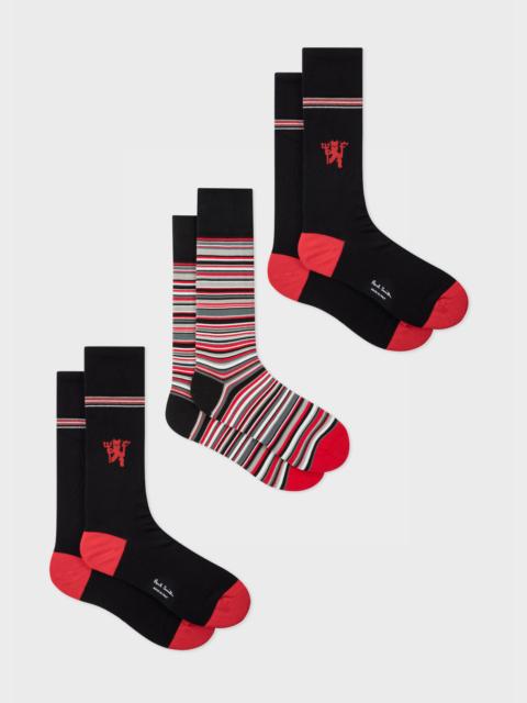 Paul Smith for Manchester United - Stripe and Plain Socks Three Pack