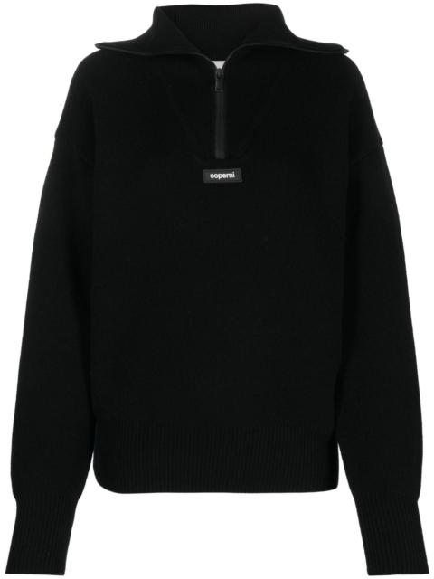 logo patch half-zip jumper