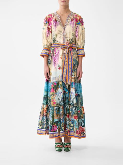 TIERED SHIRT DRESS WITH SHORT SLEEVE