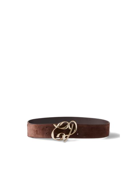 logo-plaque suede belt