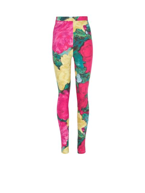Jersey leggings with roses print
