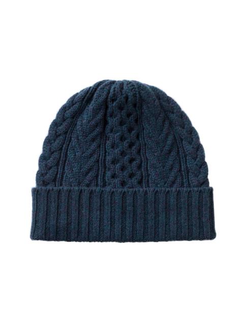 Aran Cable Navy Cashmere Beanie