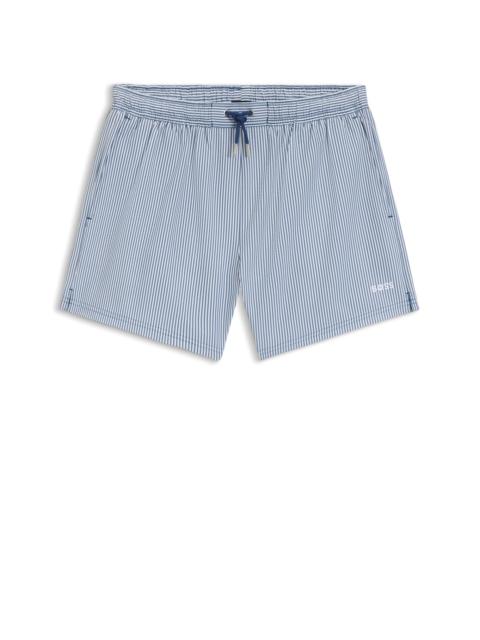 EMBROIDERED-LOGO SWIM SHORTS IN STRIPED SEERSUCKER