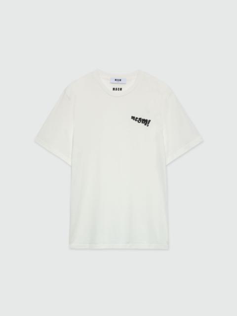 White jersey T-Shirt with embroidered logo
