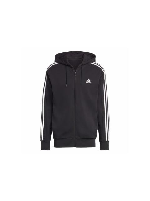 adidas Essentials French Terry 3-Stripes Full-Zip Hoodie Black/White