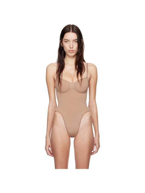 Tan Seamless Sculpt Thong Bodysuit