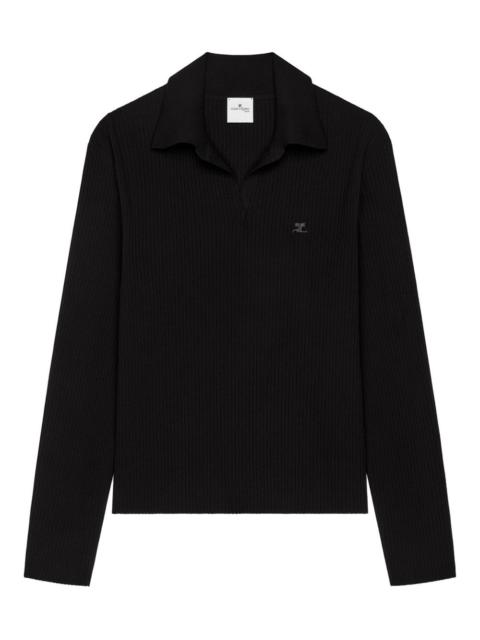 ribbed logo polo shirt