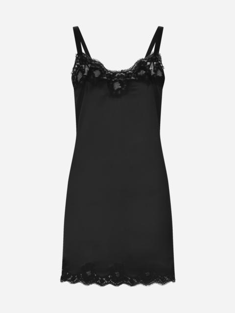 Satin lingerie-style slip with lace detailing