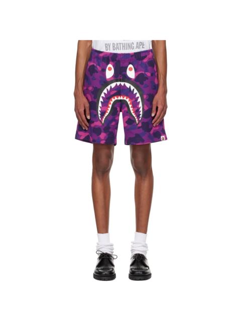 Purple Color Camo Shark Sweat Shorts