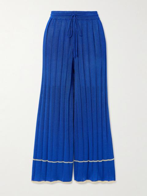 Ribbed-knit Wide-leg Pants