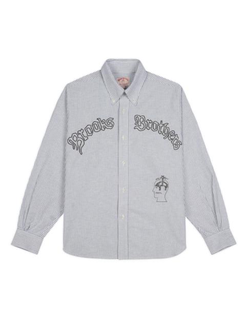 Brooks Brothers California Embroidered Striped Oxford Button Up Shirt - Blue