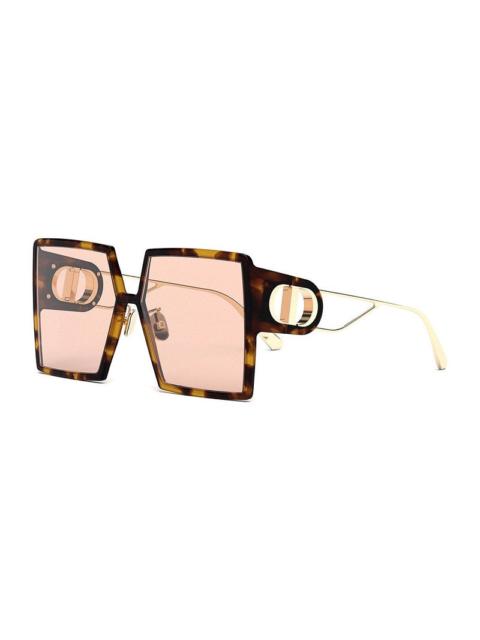Dior 30MONTAIGNESU20A5 Square Tortoiseshell Frame Sunglasses — Brown