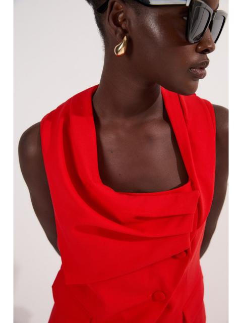 Tailored Drape Detail Sleeveless Jacket