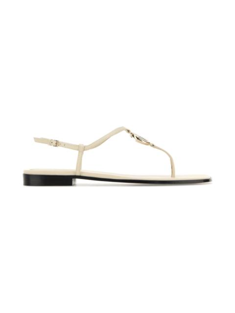 Ivory Leather Thong Sandals
