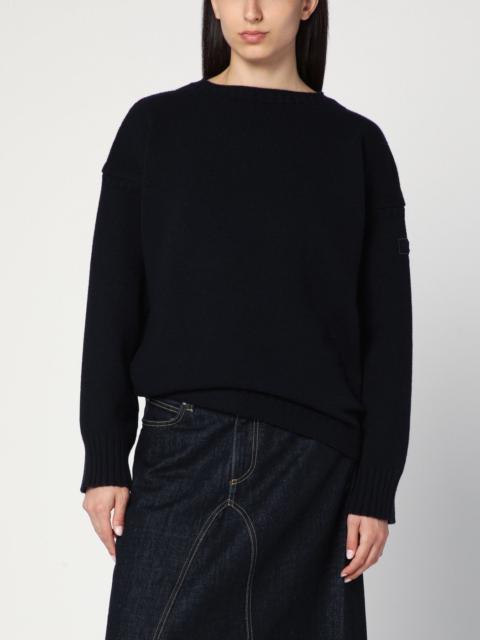 Navy blue sweater in wool and cashmere