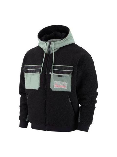 Air Jordan Splicing polar fleece Hooded Jacket Black DQ0385-010