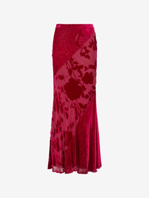 Long Skirt With Rose And Python Pattern