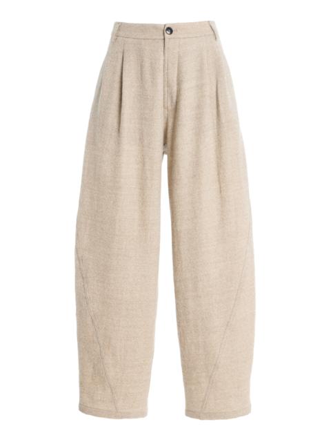 Phebe Pleated Wool Wide-Leg Pants neutral