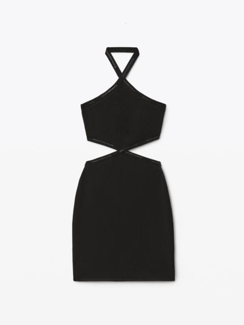 LOGO HALTER DRESS IN VISCOSE KNIT