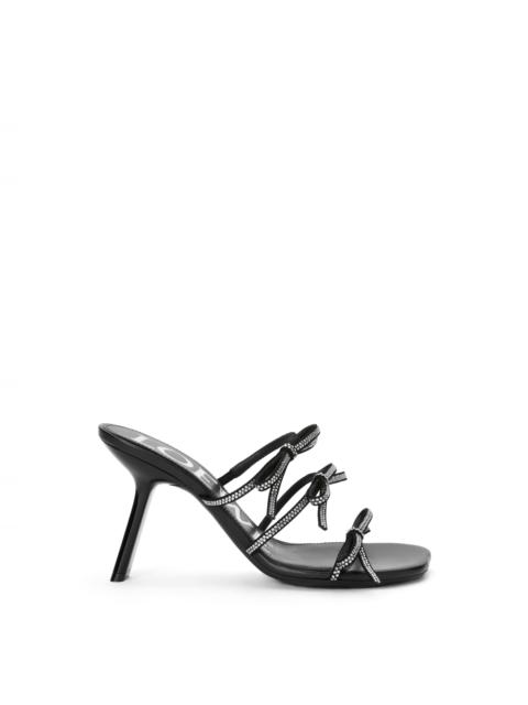 Petal sandal in suede and rhinestones