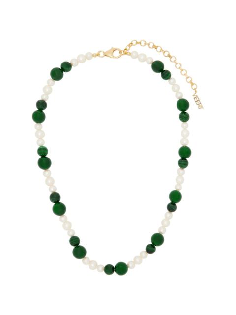 White & Green Onyx Malachite Freshwater Pearl Necklace
