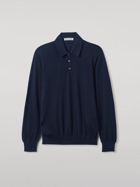 Navy Cashmere Polo Shirt