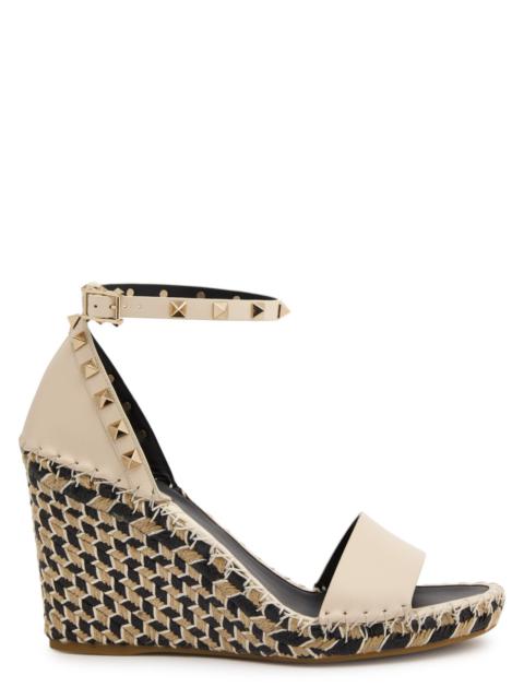 Valentino Rockstud 100 Leather Wedge Espadrilles
