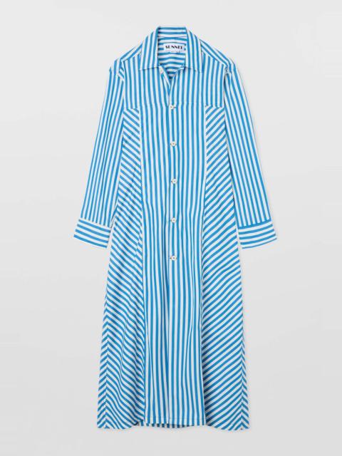 SHIRT DRESS / bluette & off white stripes
