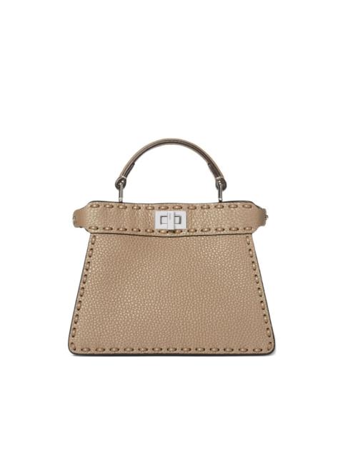 Peekaboo stitched top handle shoulder bag