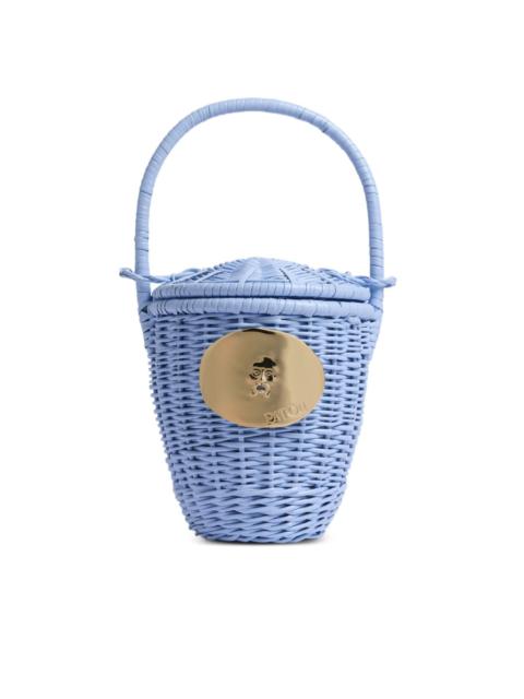 iconic wicker bucket bag
