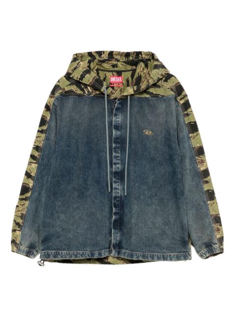 camouflage-panel denim jacket