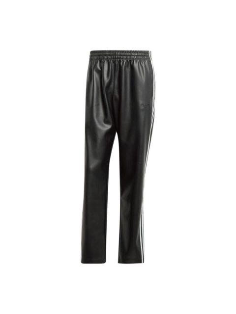 adidas Faux Leather Adicolor 3-Stripes Firebird Track Suit Pants Asia Sizing 'Black' IZ4038