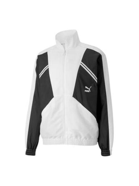 PUMA Printing Contrasting Colors Casual Sports Jacket White 597368-02