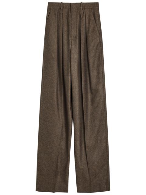 Saint Laurent Subtle-chevron Straight-leg Wool Trousers