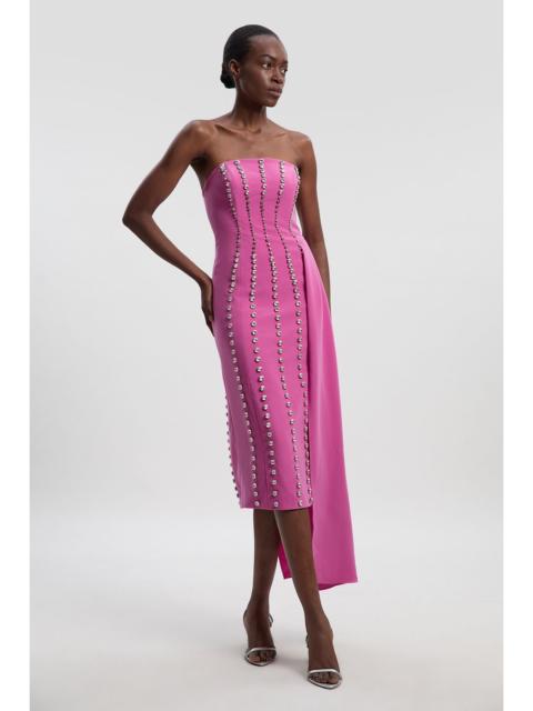 Crystal Embellished Woven Drape Detail Maxi Dress