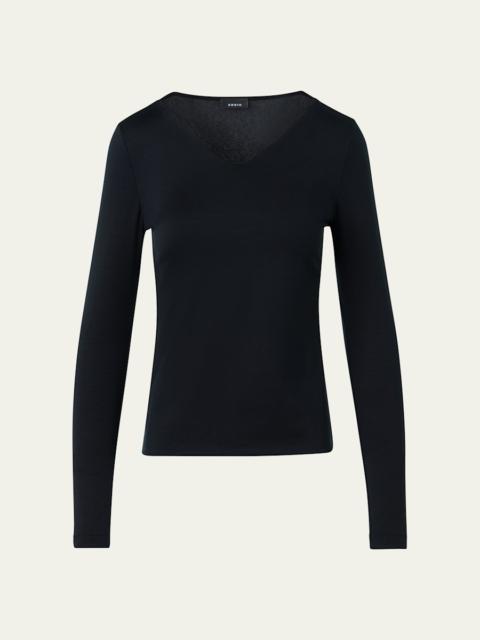 V-Neck Jersey Long-Sleeve T-Shirt