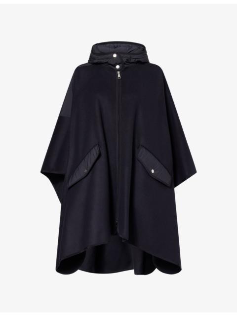 Logo-Badge Hooded Woven Cape