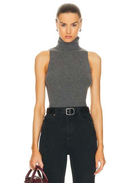 Rib Sleeveless Turtleneck Sweater