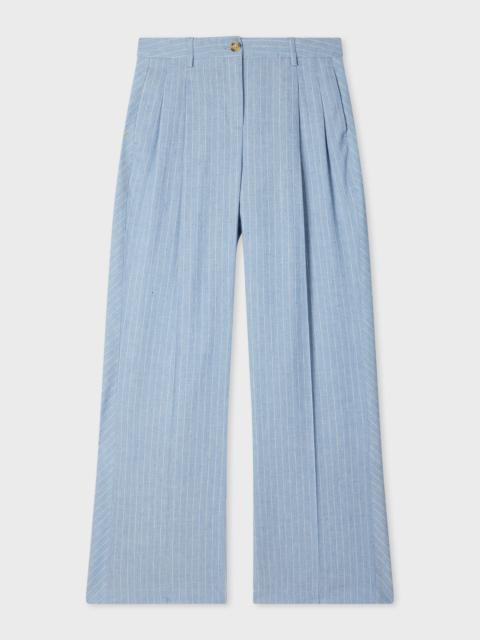 Women's Light Blue Pinstripe Trousers