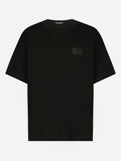 Cotton T-shirt with branded tag