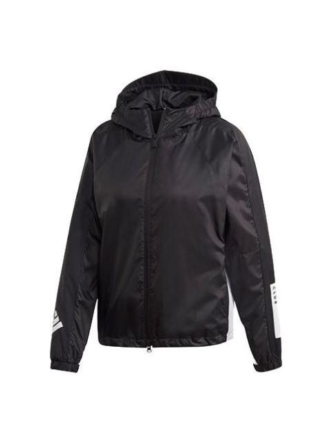 (WMNS) adidas W.N.D. Letter Logo Applique Sports Hooded Jacket Black FL1850
